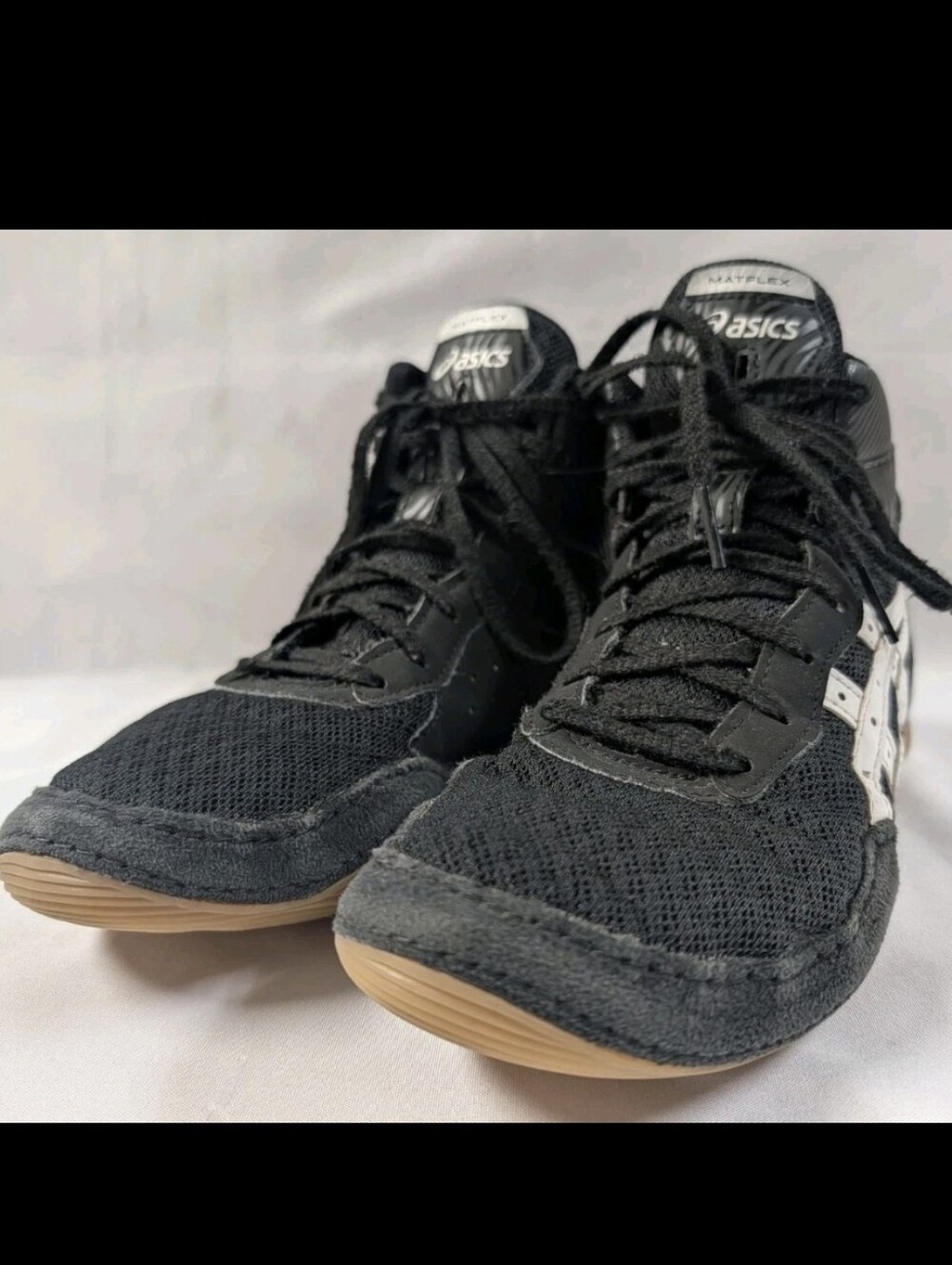 ASICS Matflex 6 Wrestling Shoes Black White Gum Sole Youth Boys Size 5 1084A011